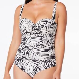 Bleu Rod Beattie NWT Urban Oasis Shirred Bandeau One Piece Swimsuit Size 14